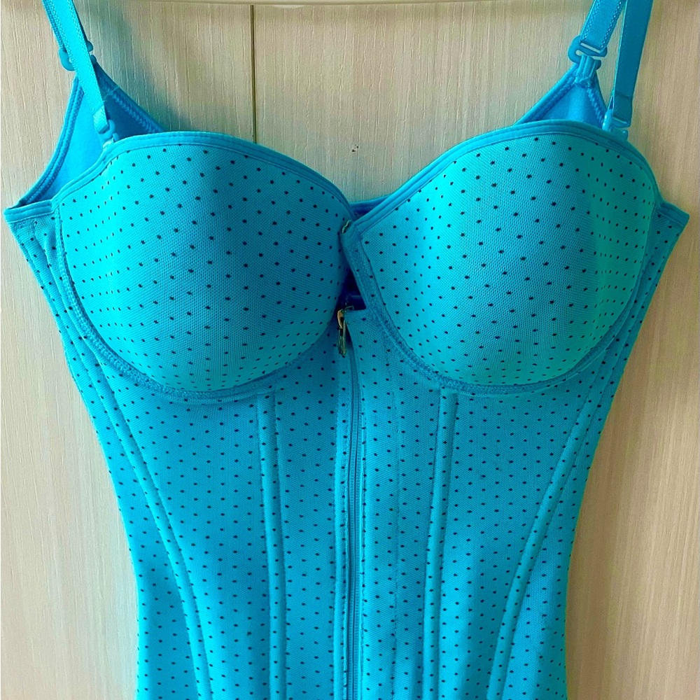 Bustier/Corset—Cerulean Blue Salomé Brand w Matching Lace Bolero (Orig Colombia)